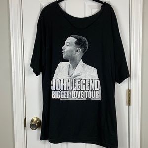 John Legend Bigger Love Tour 2021 black tee shirt. Has been distressed bust 23”.
